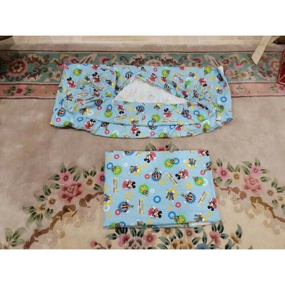2pc Kids Disney‎ Mickey Mouse Clubhouse 100% Cotton Bedding TWIN Flat and Fitted